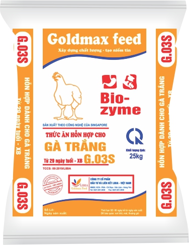 Thức ăn hỗn hợp cho gà trắng G.03S (từ 29 ngày tuổi – XB)